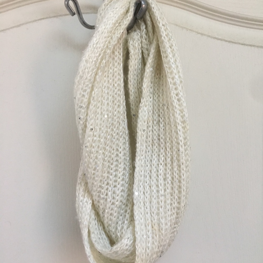 Cream Scarf with Hidden Sparkles